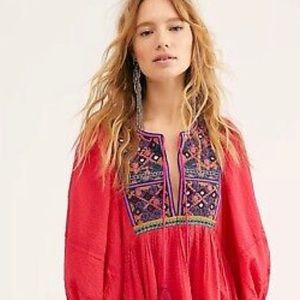 🔥💕FREE PEOPLE TANGIER Mini-dress/Tunic Size L Rose/Pink